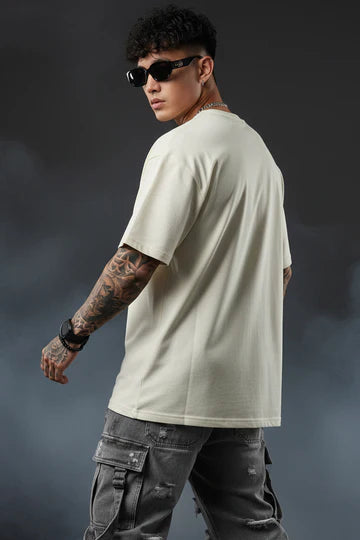 Originals Beige Oversized Graphic Printed T-shirt